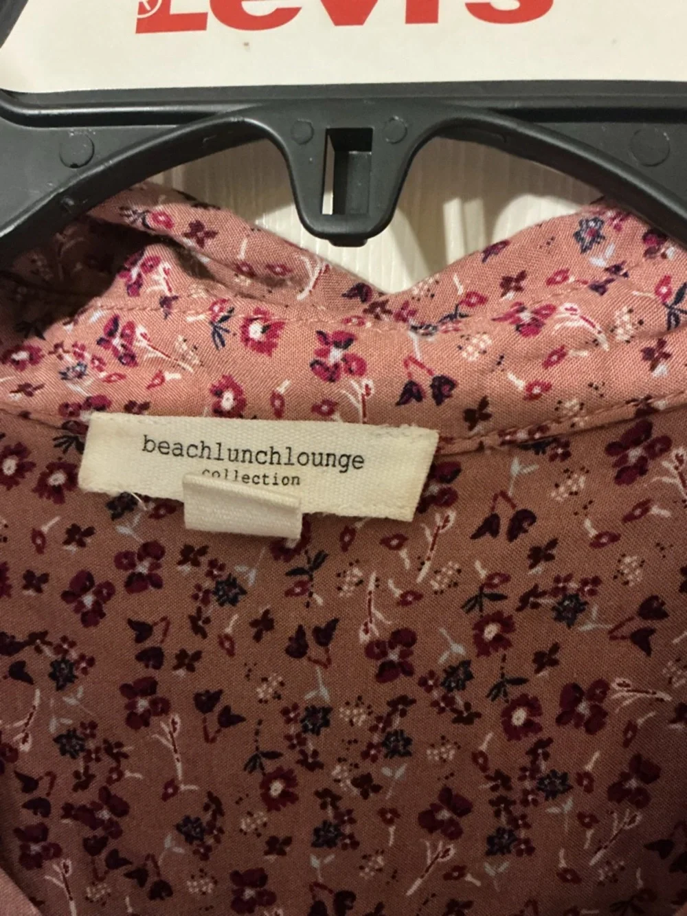 BeachLunchLounge Pink Floral Button Front Blouse XL Boho Cottagecore